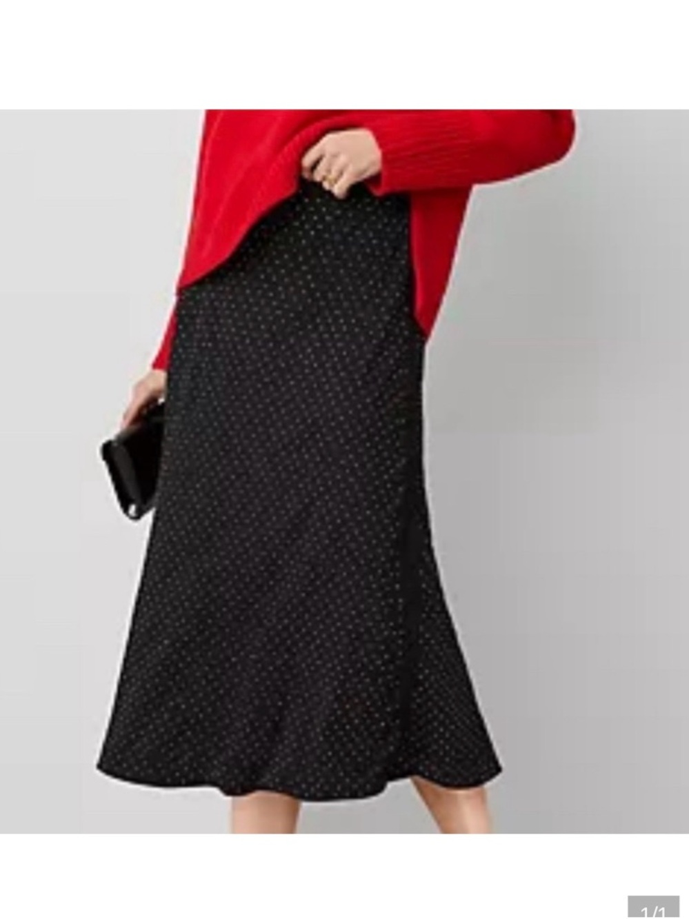 Ann Taylor Black Polka Dot Midi Skirt